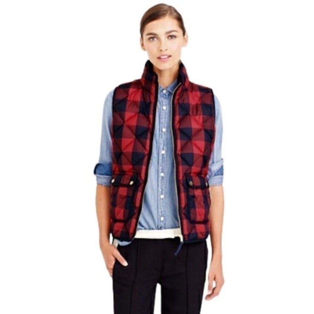 J. Crew Quilted Excursion Vest in Buffalo Check XS